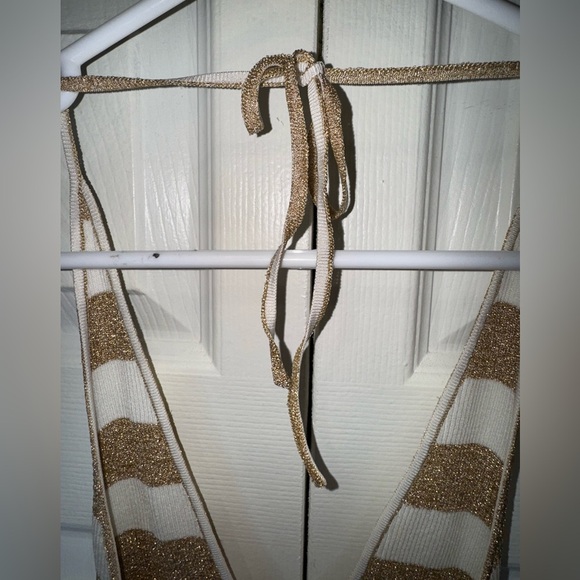 Dolce & Gabbana Metallic Stripe Rib Knit Halter Top Size 42 (EU) 6-8 est. US - Picture 4 of 12